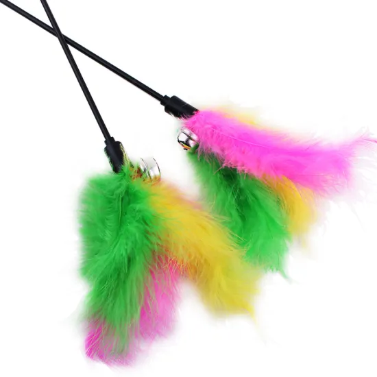 Wholesale manufacturers A cat-teasing stick with bells and colorful feathers