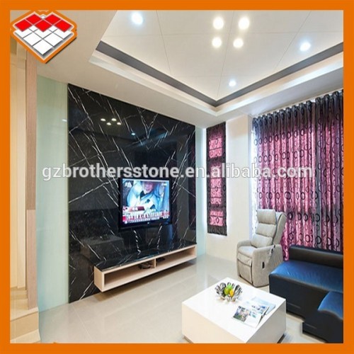 Tv background wall design black marquina marble