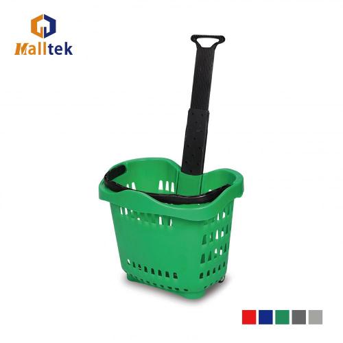 Supermarket aluminum alloy handle rolling shopping basket