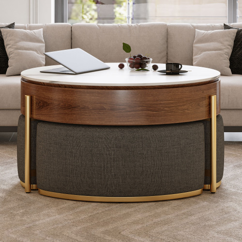 Modern Lift-Top Round Coffee Table