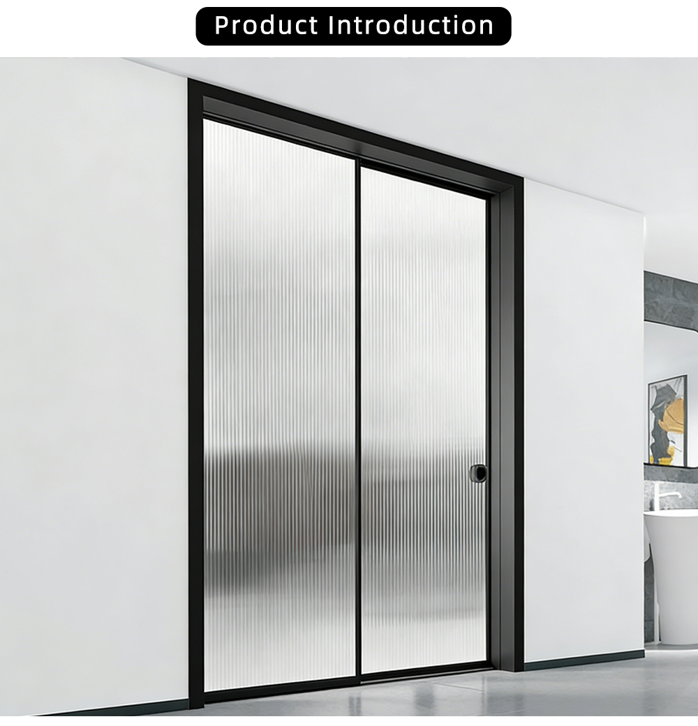 Double Panel Reeded Glass Sliding Door YJ-R019