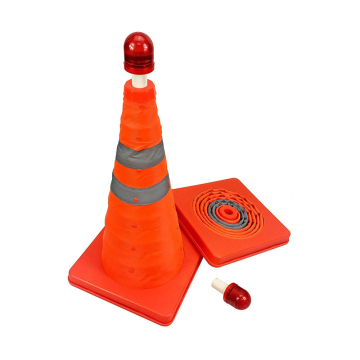Portable Traffic Safety Cones: 45cm Telescopic Collapsible Cones with Light