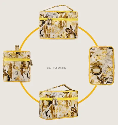 Beauty personalized yellow travel makeup bag cosmetic