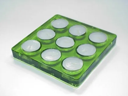 Rectangle Shape 5 pc green plastic candle holders