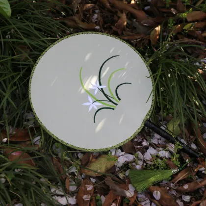 Chinese Style Circular Fan: A Traditional Handcrafted Beauty with Orchid and Grass Design