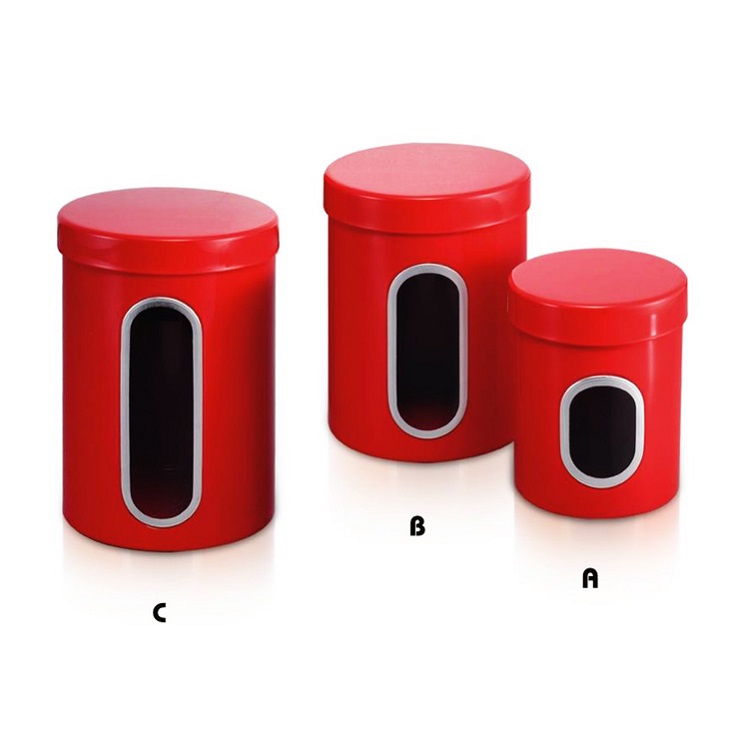 red powder coating kitchen canister