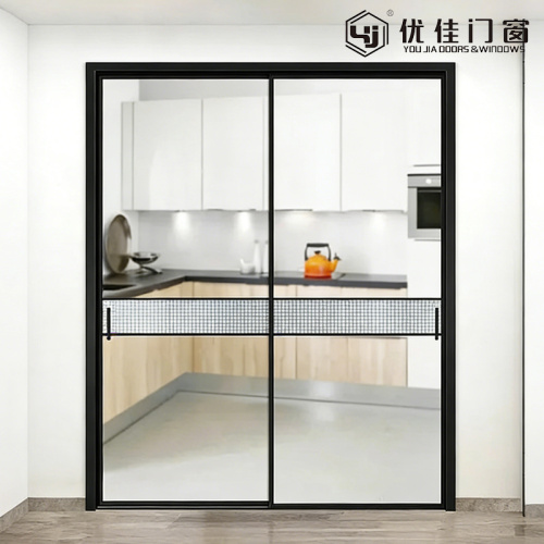 Puerta corrediza de vidrio simple moderna con malla