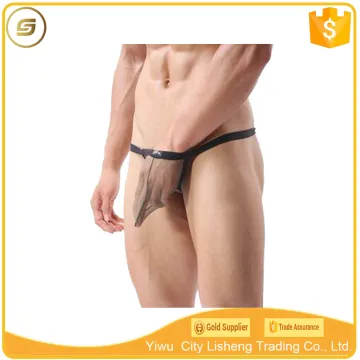 Hot sale 80 nylon 20 spandex mesh transparent mens sexy g string panties