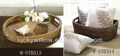 Exquisite straw storage basket & straw plates &straw tray