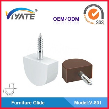 Plastic and iron furniture glides for chairs