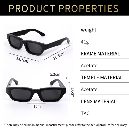 Wholesale Y2K Vintage Chunky Rectangular Acetate Sunglasses TAC Lens