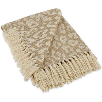 All seasons Polyester Woven Blanket decorative fringe