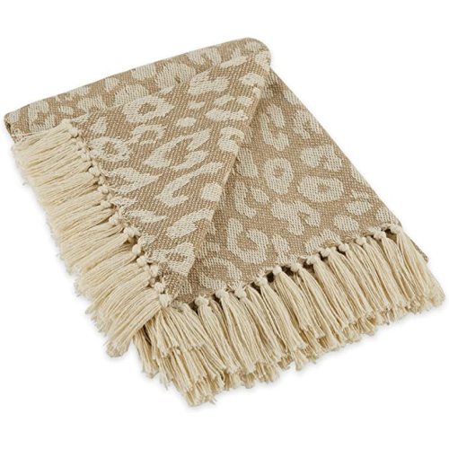 All seasons Polyester Woven Blanket decorative fringe