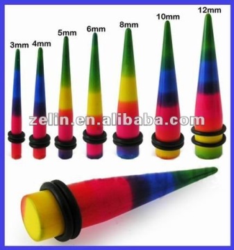 Mixed colors ear taper piercing in UV Acrylic body piercing jewelry rings