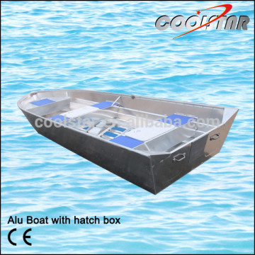 rescue V type aluminum boat with hatch box