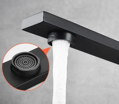 Seven-Shaped Single-Hole Flat Tube Rotating Water Copper Bottom Kitchen Sink Faucet