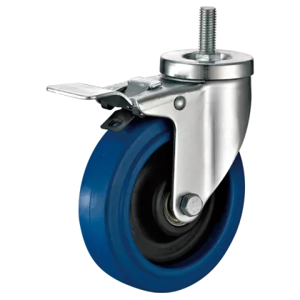 Blue elastic rubber caster trolley wheel