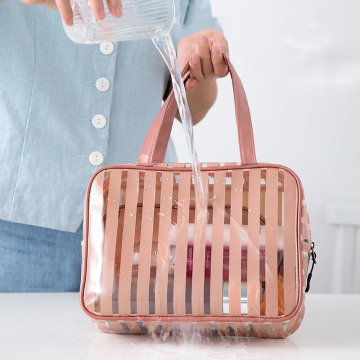Women's PVC Waterproof Makeup Bag - Custom Pink Cosmetic Pouch for Travel