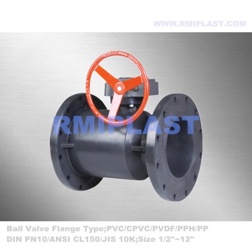 FRPP Flanged Ball Valve Gear Operate