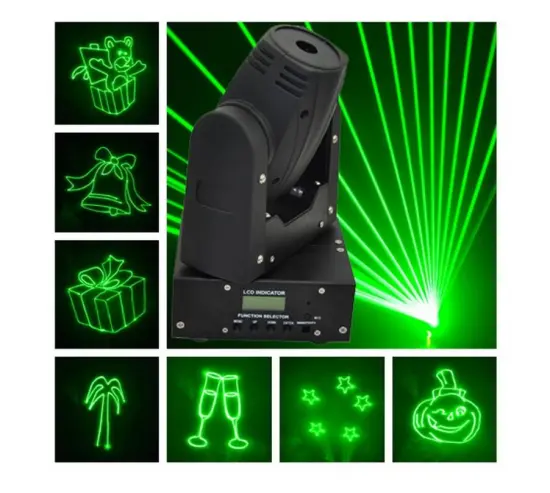 50MW Green 15kpss DMX Mini Moving-Head Animation Laser Light