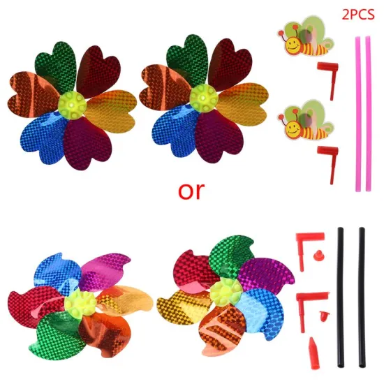 2 Pcs/Set Wind Spinner Sequin Windmill Pinwheel Colorful Kids Toys Children Glitter garden toys kids Decoration Games Funny