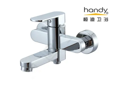 Brass Chromed Wall-Mounted Shower Bathtub Mixer Tap