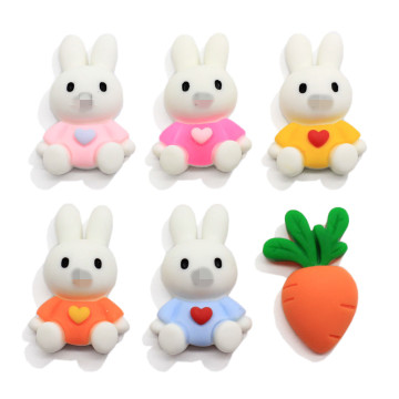 100Pcs Kawaii Cartoon Rabbit Carrots Flat Back Resin Cabochon Fit Phone Decor Scrapbooking Crafts DIY Kids Hair Bow Accessories