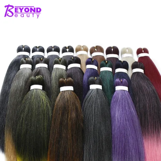 Hot selling Japanese Synthetic Fiber 100 % Soft Pre stretched Braiding Hair Layered Yaki braiding hair prestretched braids