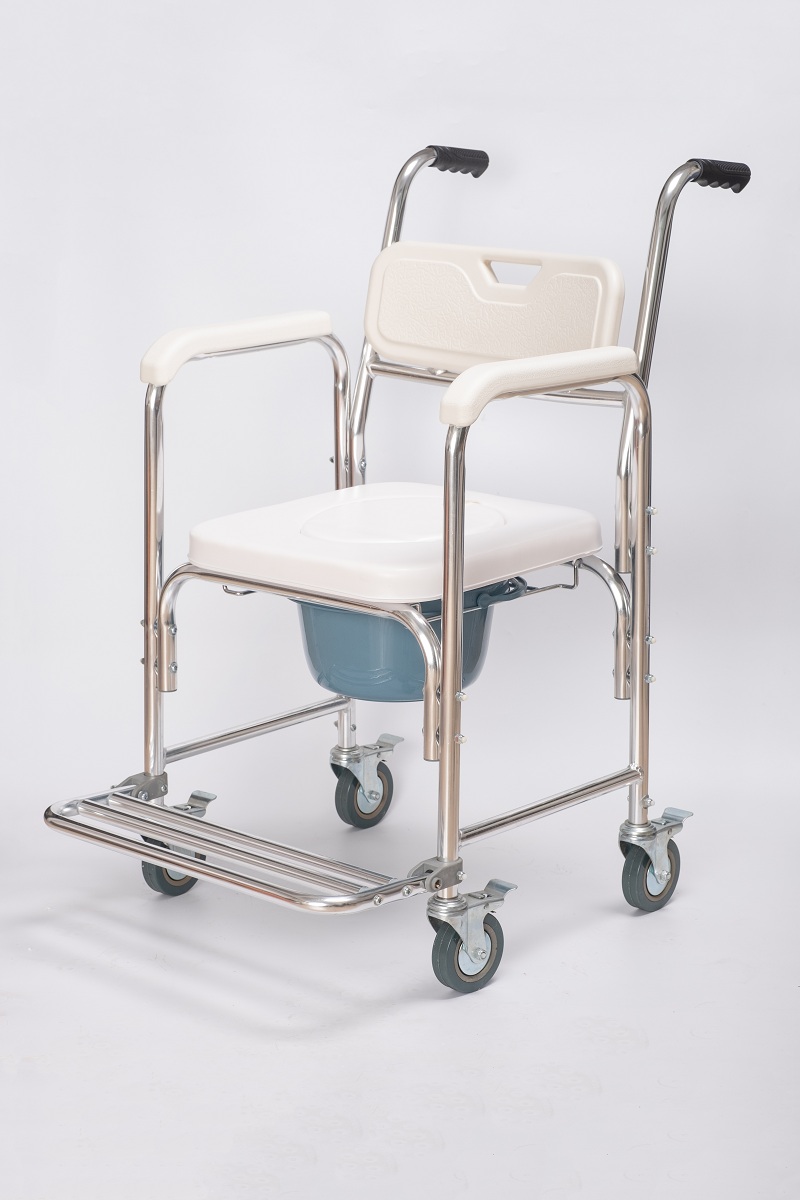 Mobilność Trwała wodoodporna prysznic Dostępny transport Commode Medical Rolling Foteel