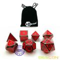 Bescon Deluxe Glossy Black and Fire Red Enamel Solid Metal Polyhedral Role Playing RPG Game Dice Set of 7 w/ Free Drawstring Bag