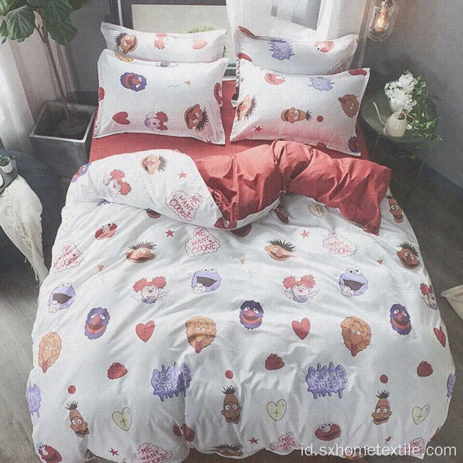 polyester dan set tempat tidur dicetak