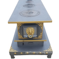 Ethnic Patterned Moq1 Stainless Steel Heated Stove with Chimney and Wood-Burning Functionality: An Indoor Cooking and Heating So