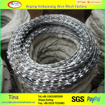 Razor wire flat wrap coil, razor fence, razor barbed wire coil