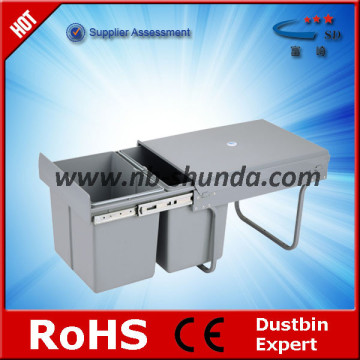 China kitchen cabinets design factory kitchen cabinet plastic recycel bin with 2 barrels