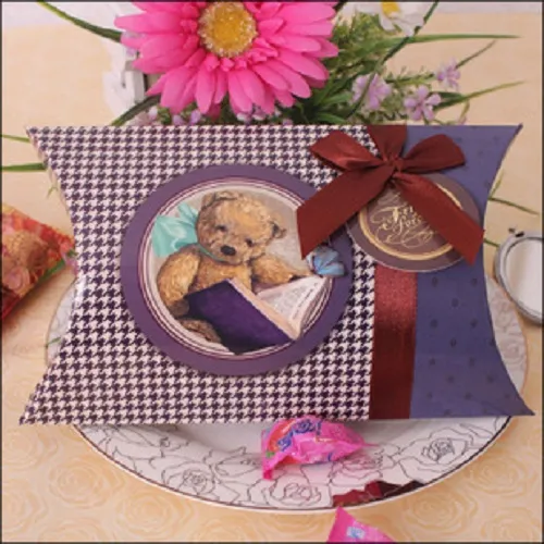 Elegant CMYK Printing Wedding Candy Paper Pillow Box