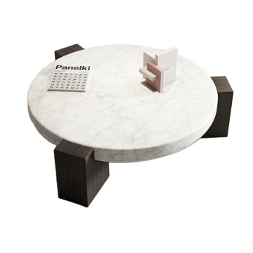 Wabi-Sabi Natural Marble Round Tea Table - Modern Simple Luxury Cave Stone Custom