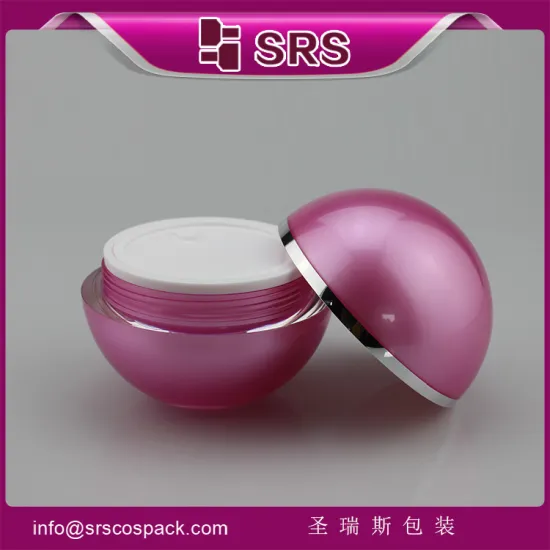 2016 new design fashion cosmetic ball shape jar,acrylic cosmetic body scrub jars