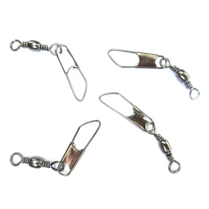 100 pcs 1# Barrel Fishing Swivel With Safety Snap Black Brass Fishing Hook Line Connector Fishing Accessories Barrel Swivels