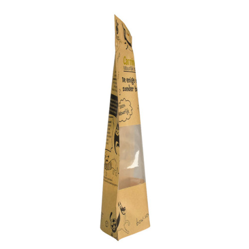 Compostable paper resealable zipper doypack pet food pouch