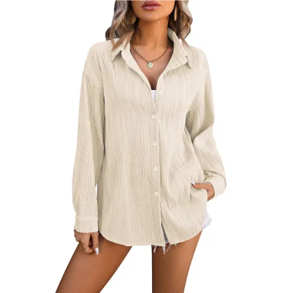 2024 Women's Spring Summer New Wave Texture Loose Fashion Shirt