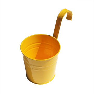 Factory Wholesale Metal Yellow Round Flower Pot for Plants