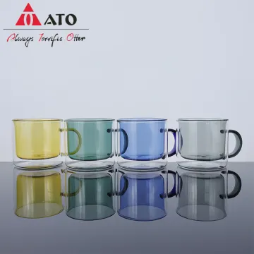 Coffee glass cup double wall coloured glass cup