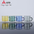 Coffee glass cup double wall coloured glass cup