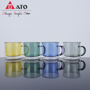 Coffee glass cup double wall coloured glass cup