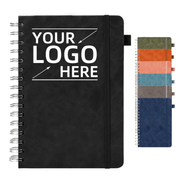 Free Sample Bulk Wholesale A5 Notebooks with PU Leather Cover and Custom Spiral Binding