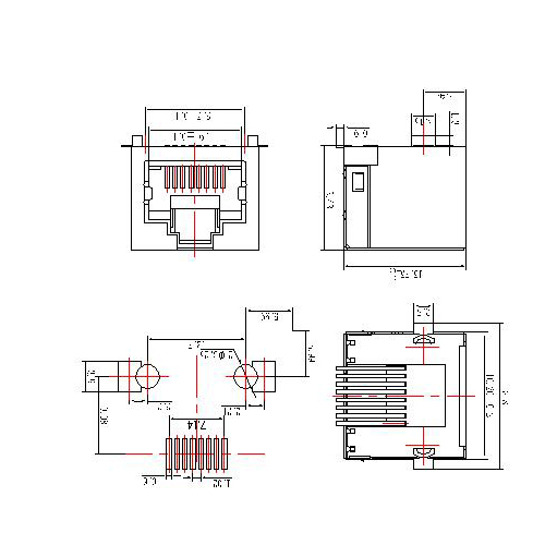 ATRJ5828A-8P8C-X-D RJ45 SIDE ENTRY PCB JACK SMT W-SHIELD WITHOUT EMI&LED 