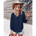 Women's Casual VNeck Long Chiffon Blouses