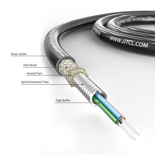 4.5mm 4F armoured fiber optical cable with braid