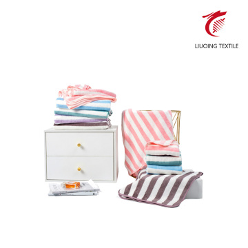 Coral Fleece Striped Bath Towel