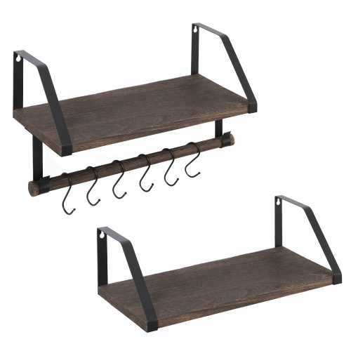 2-Pack Bathroom Wood Storage Shelf with Paper Holder